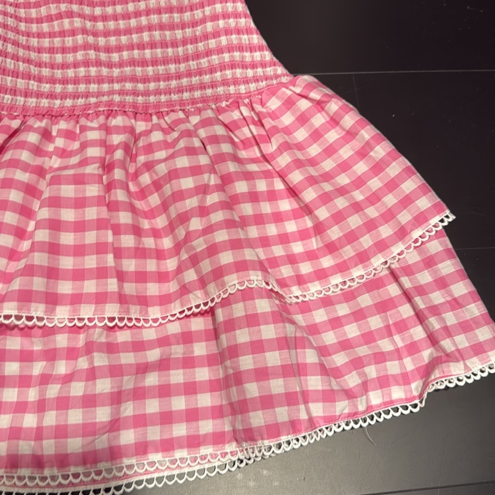 Gingham Pink Mini Dress - Picture 2 of 5